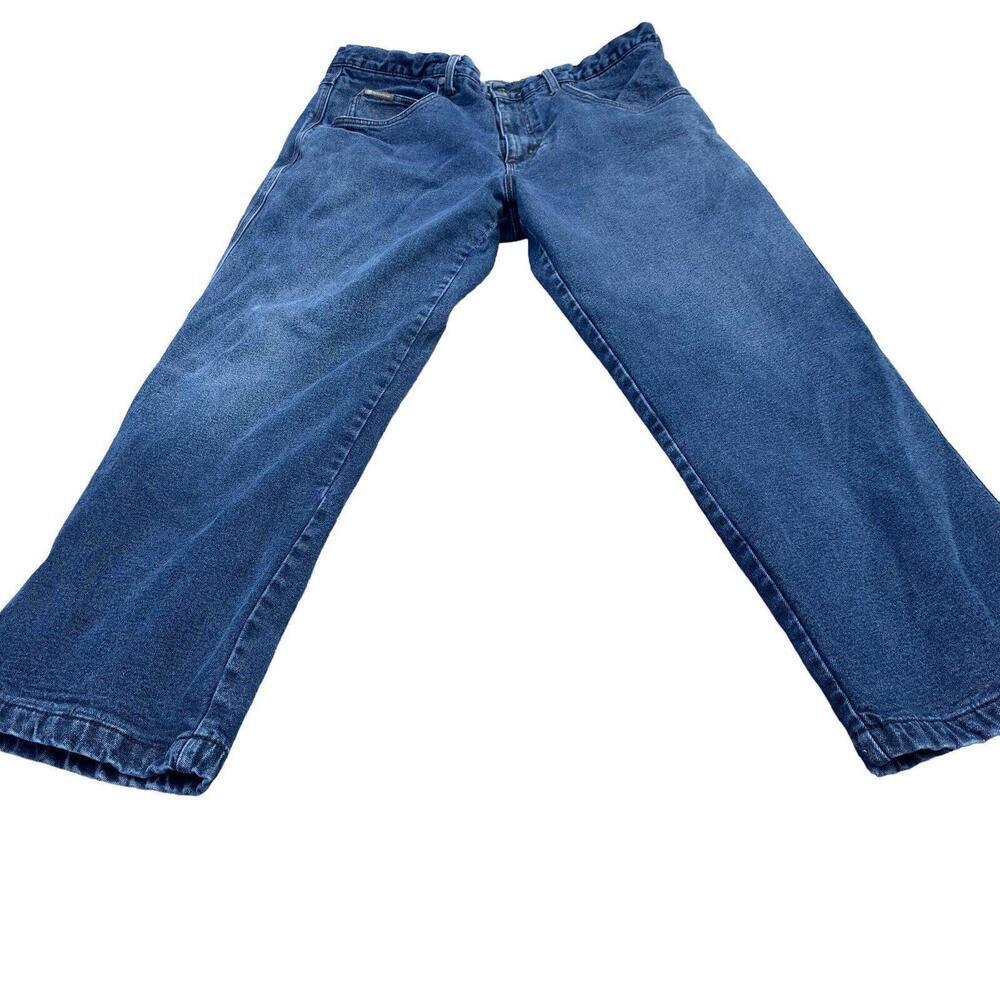 BC Clothing Mens Fleece Lined Medium Wash Blue Jeans Straight Leg 40x30 READ​​